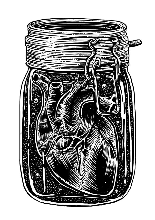 Vintage Digital Art - Heart in Jar by Long Shot