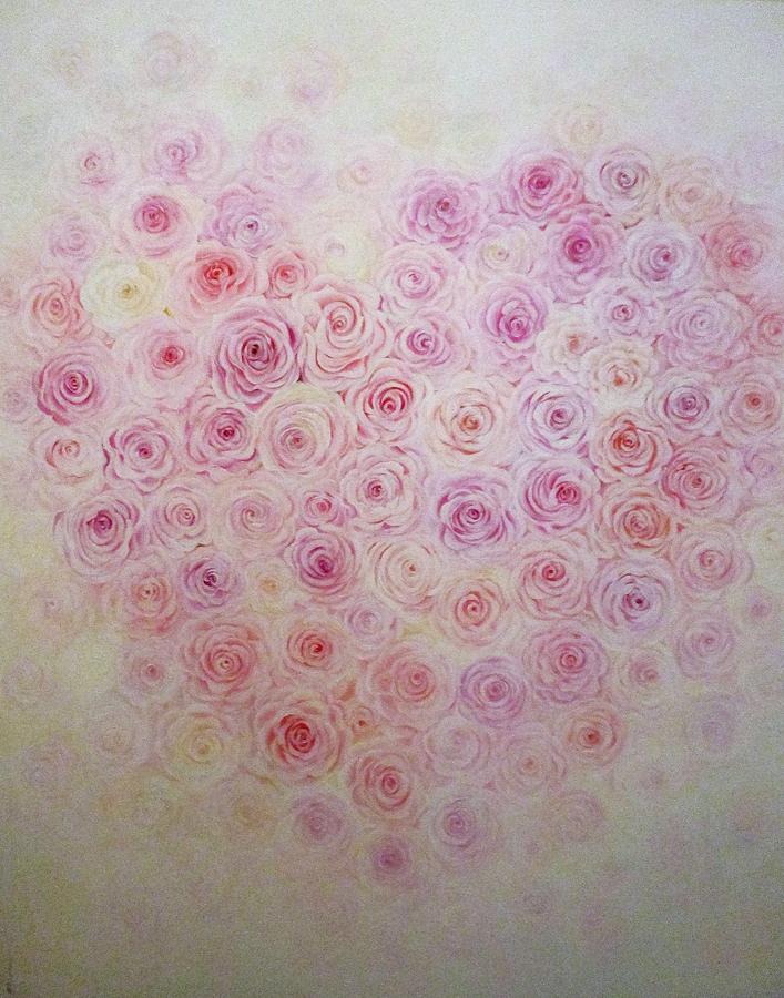 Heart In Roses Painting by Barbara Anna Cichocka