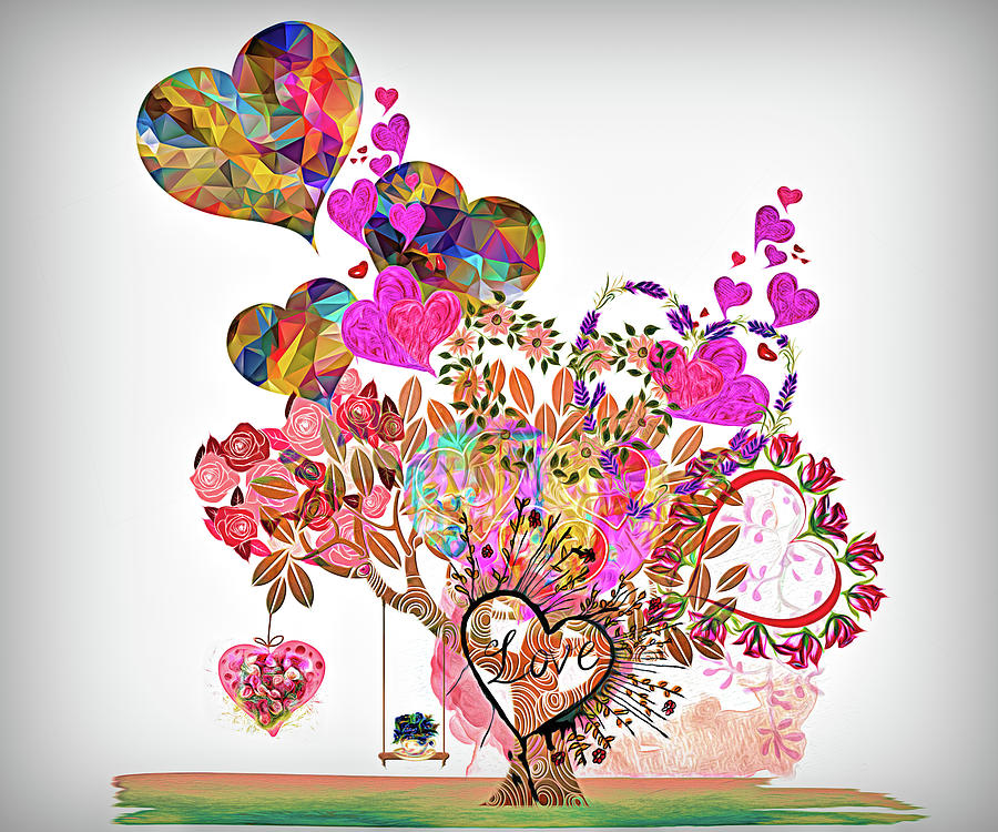 Heart Love Tree Digital Art by Debra and Dave Vanderlaan