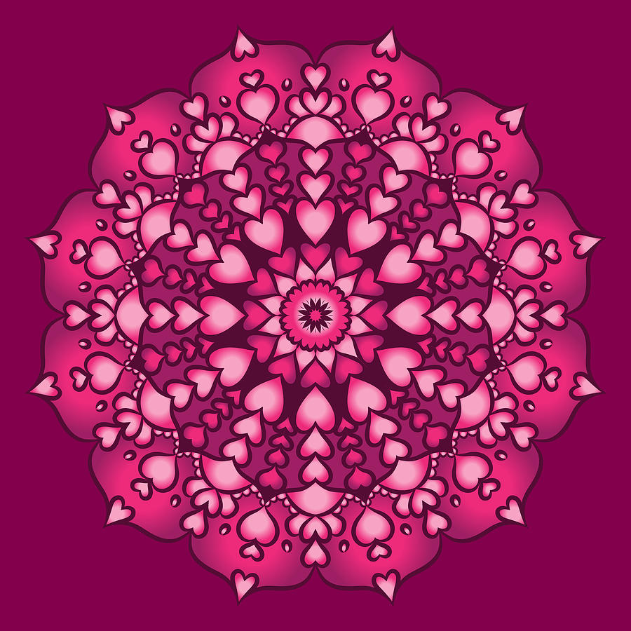 Digital Graphic of Rose Heart Mandala · Creative Fabrica