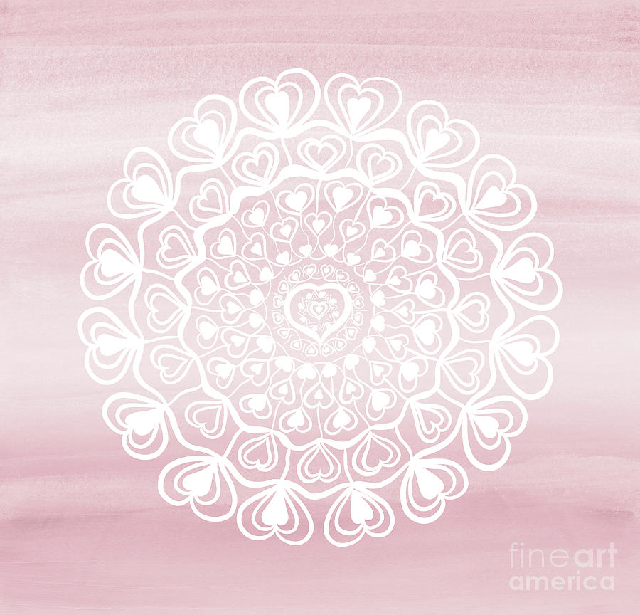 Abstract Drawing - Heart Mandala on Blush Pink Watercolor #1 #decor #art by Anitas and Bellas Art