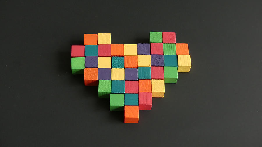Heart mosaic wooden cubes Photograph by MovieAboutYou