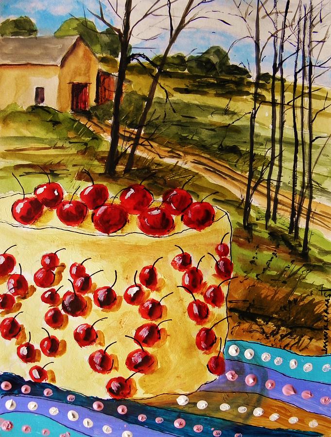 Heart Of Cherries Cake Painting by John Williams