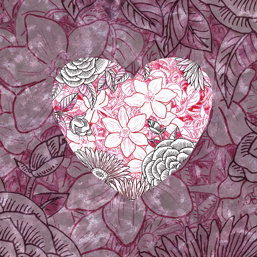 Heart Of Flowers Watercolor Botanical Art VI Painting by Irina Sztukowski