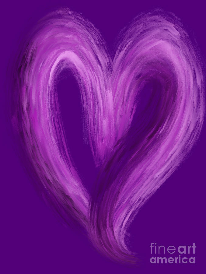Valentines Day Digital Art - Heart of Love Pink and Purple by Iris Richardson