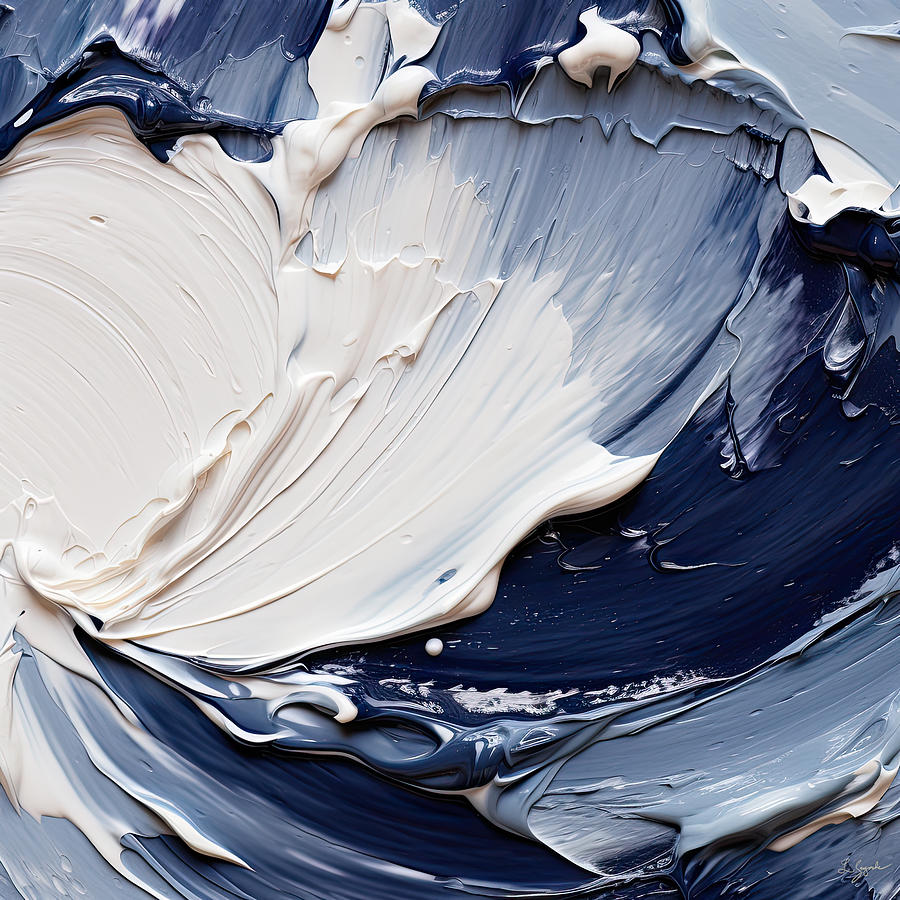 Heart Of The Sea - Navy Blue Paintings Digital Art by Lourry Legarde