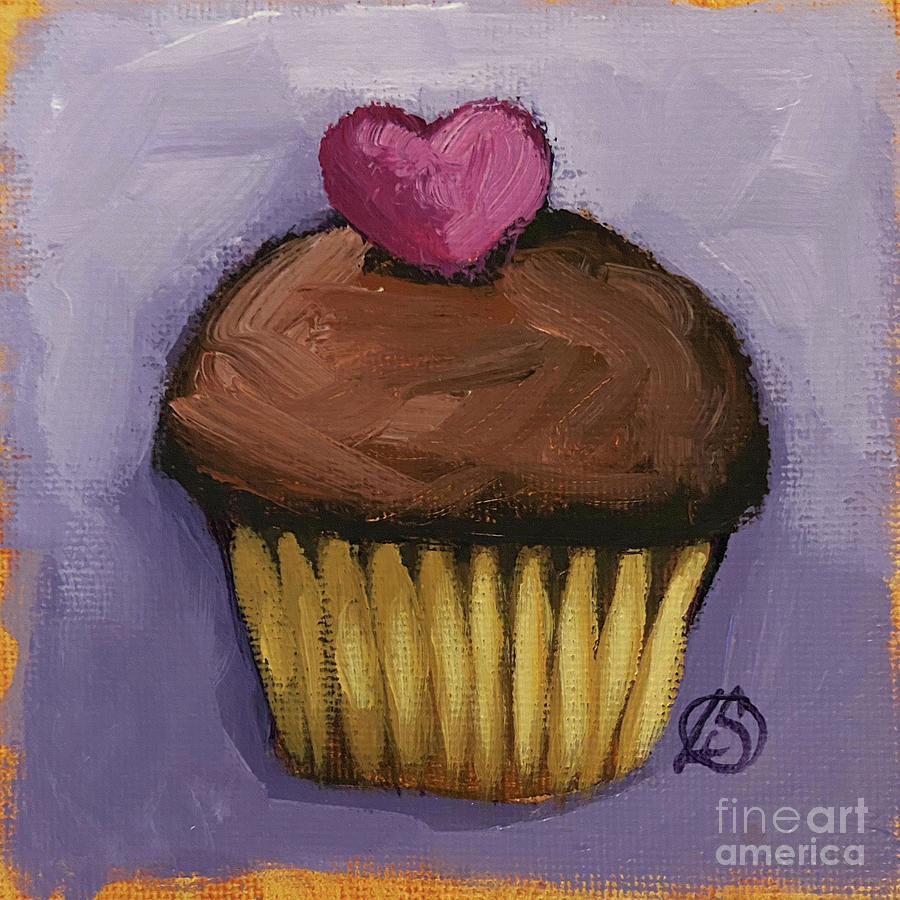 Heart on Chocolate Painting by Lucia Stewart