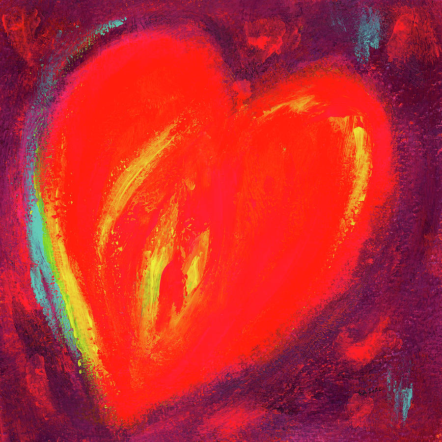 Heart on fire Painting by Karen Kaspar