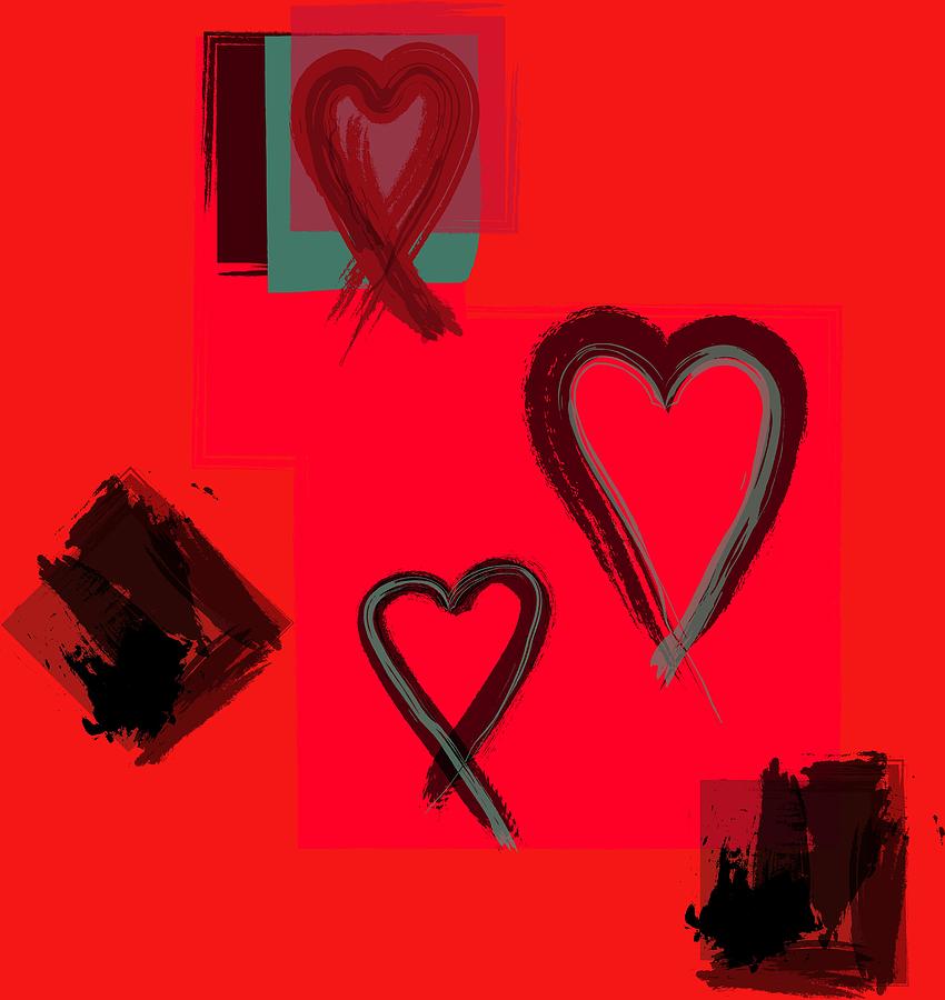 Heart On You - Red Combo Digital Art by Nicholas Brendon