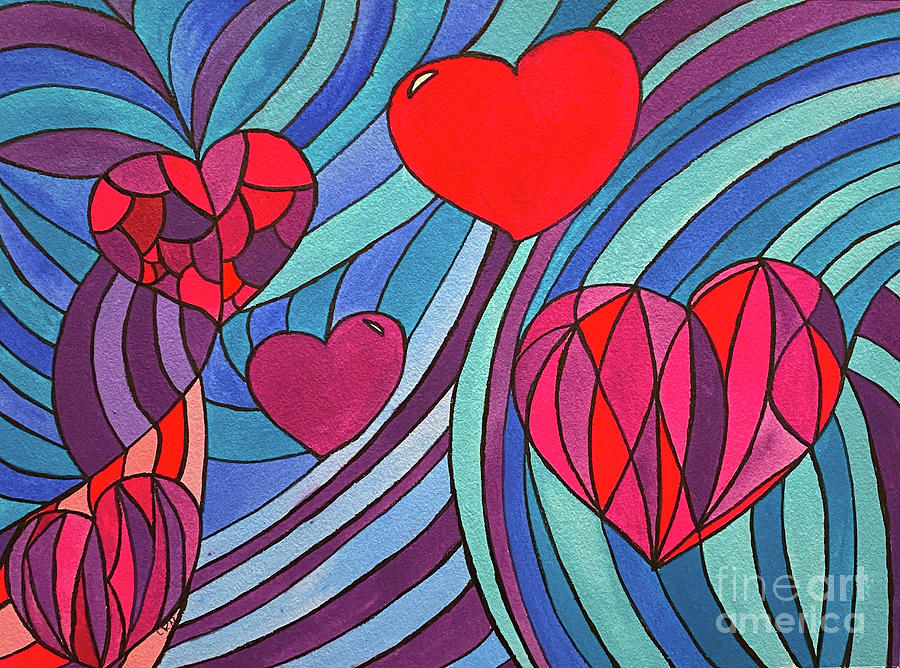 Heart Patterns Mixed Media by Lisa Neuman