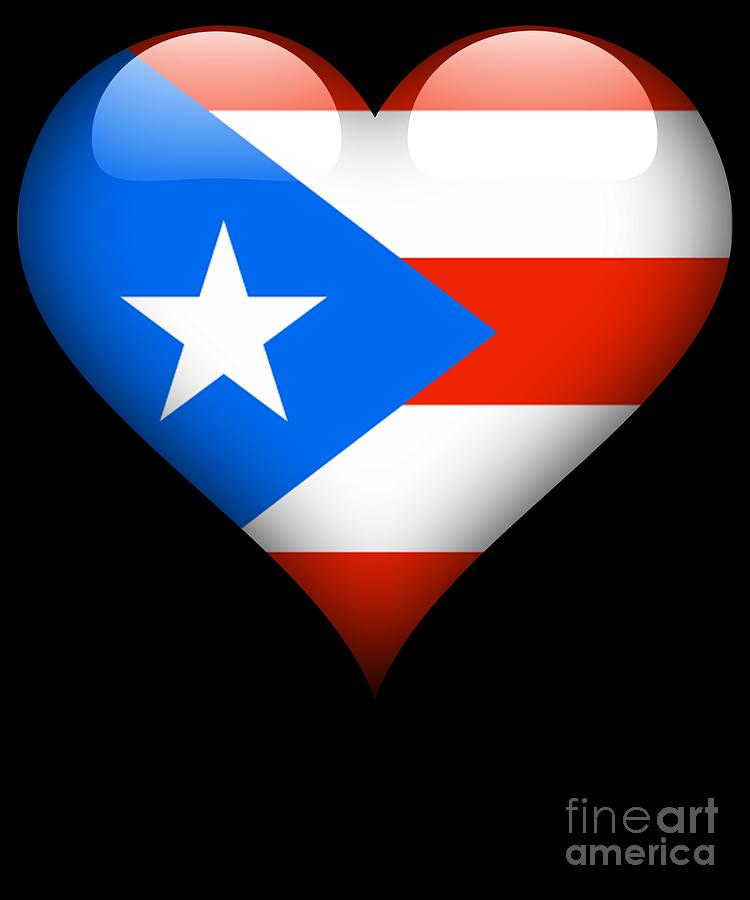 Heart Puerto Rico Flag Digital Art By Jose O