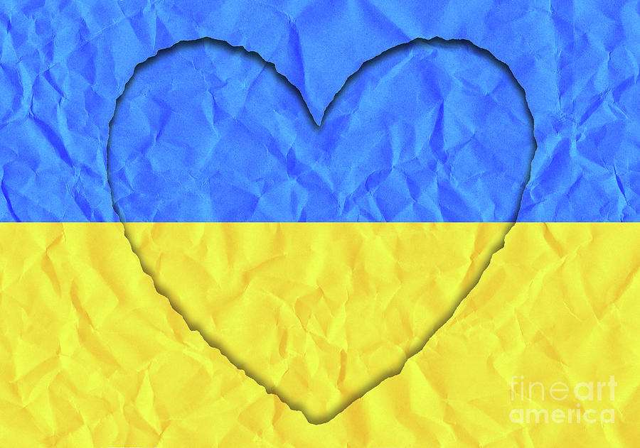 Heart shape on Ukrainian flag Digital Art by Michal Boubin