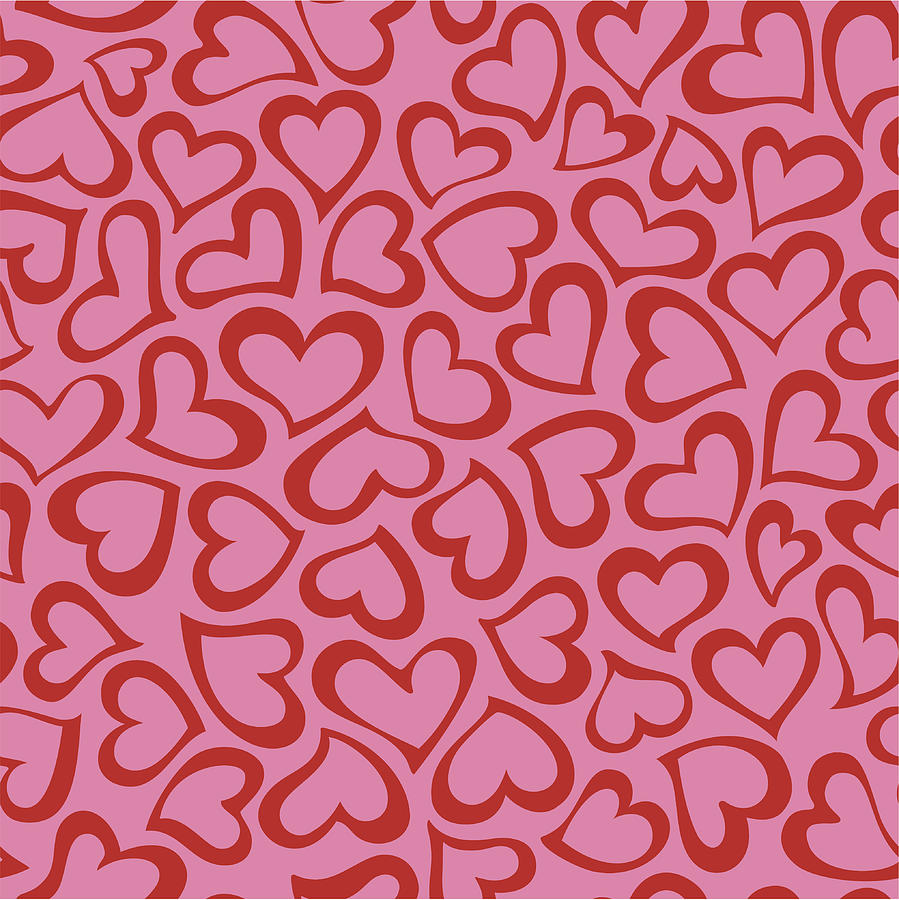Heart shape seamless pattern Drawing by Ollustrator