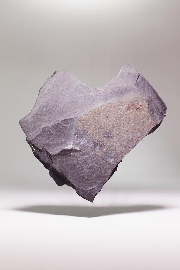 Heart shape stone levitating over white background Photograph by Ralf Hiemisch