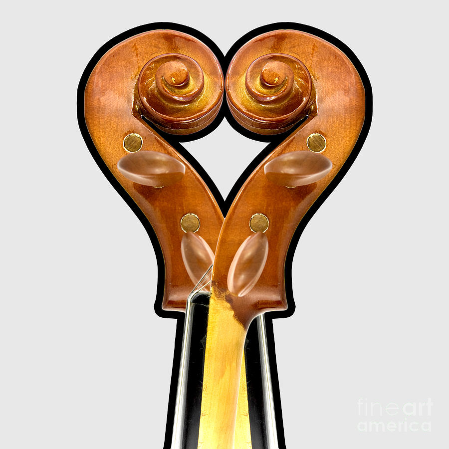 Heart shape with two musical violin scrolls Digital Art by Gregory DUBUS
