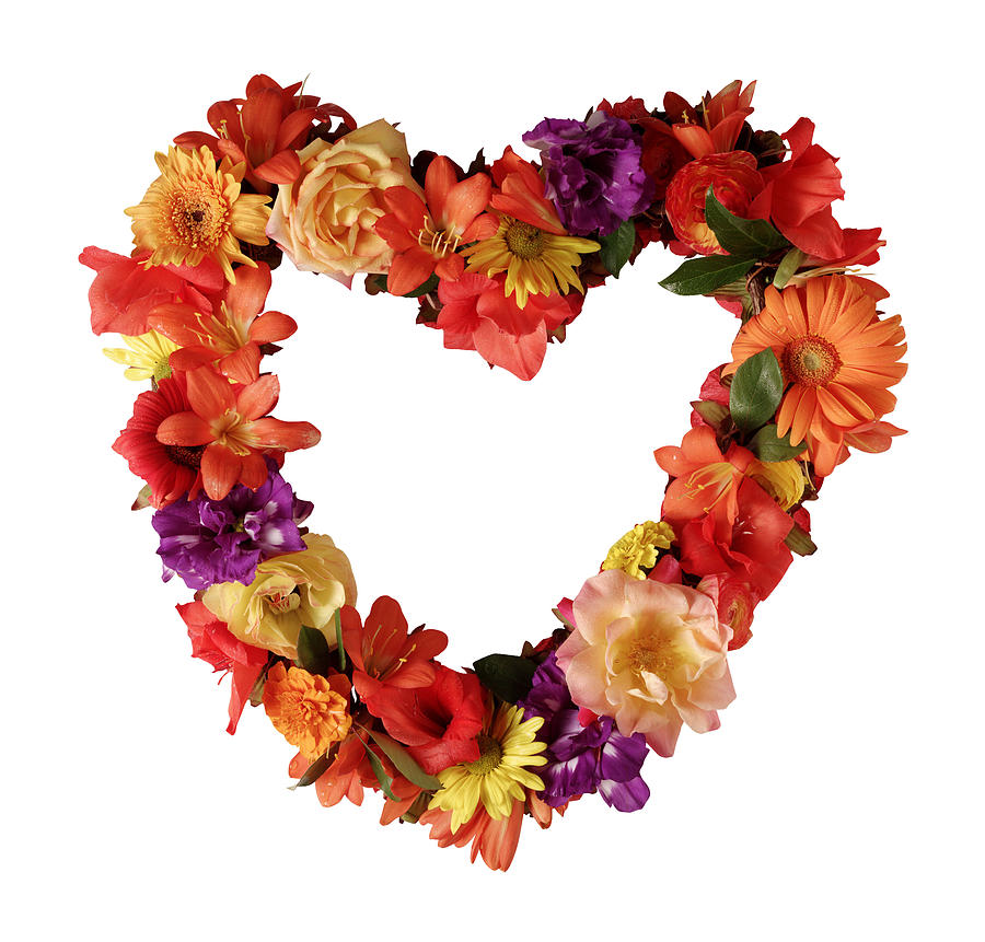 Heart-shaped floral wreath Photograph by Brand X Pictures