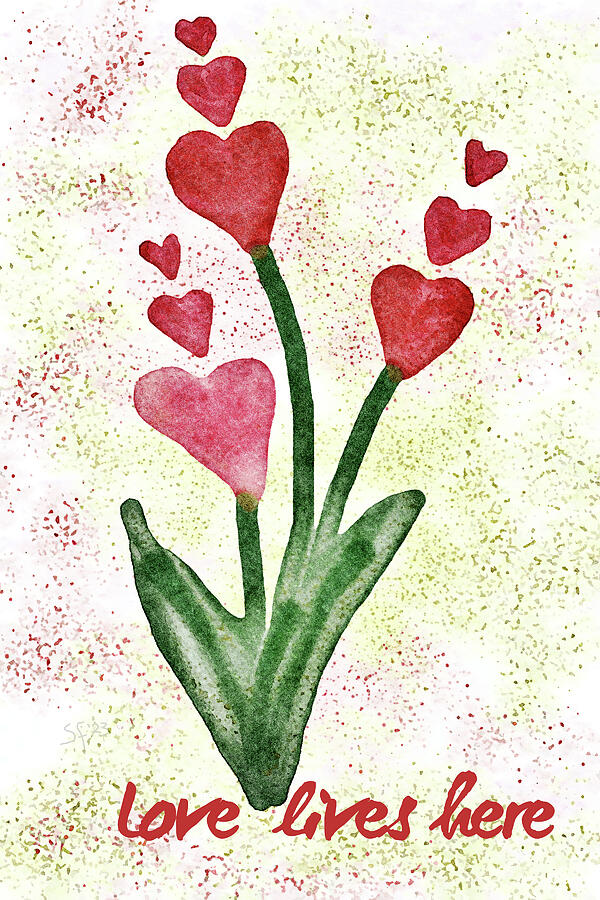 Heart Shaped Flowers Naive Watercolor Painting  Digital Art by Shelli Fitzpatrick
