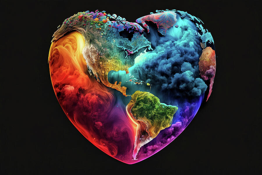 Heart Shaped Globe Of North America and South America Digital Art by Jim Vallee