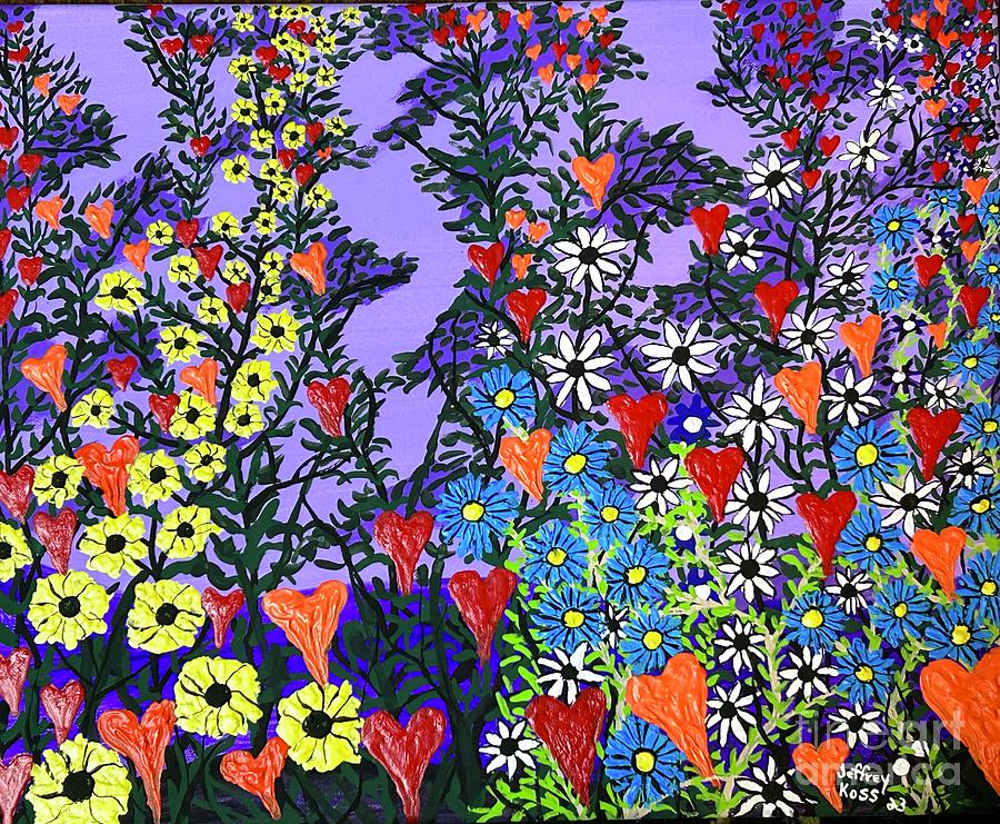 Heart Shaped Wild Flowers  Painting by Jeffrey Koss
