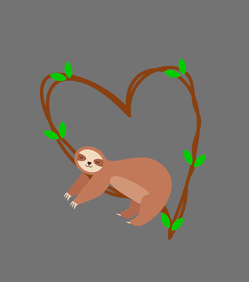 Heart Sleeping Sloth Digital Art by Quynh Vo