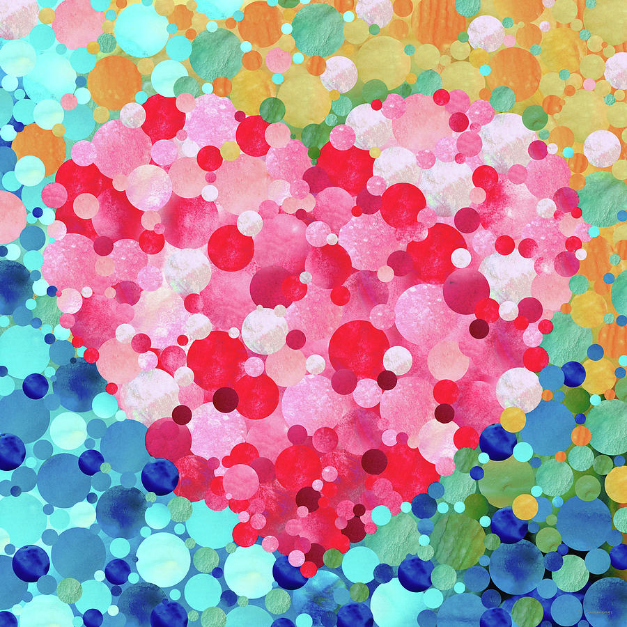 Heart Painting - Heart Song - Colorful Mosaic Love Art by Sharon Cummings Heart Painting - Heart Song - Colorful Mosaic Love Art by Sharon Cummings