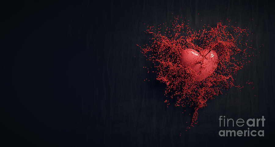 Heart splash on black wall. Valentines day Photograph by Michal Bednarek