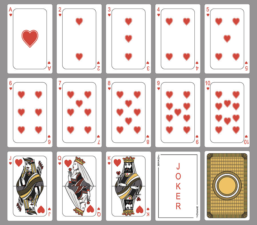 Heart suit playing cards Drawing by Chuvipro