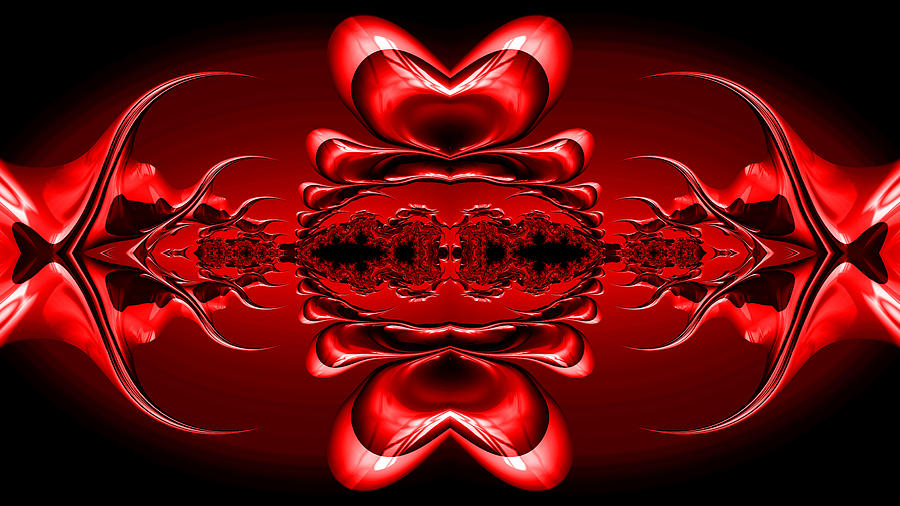 Heart Surgery- Red Fractal Abstract Digital Art by Shelli Fitzpatrick