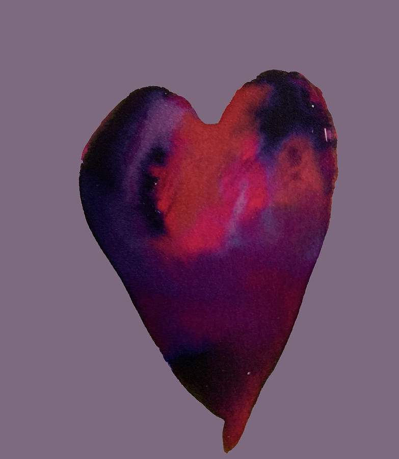 Heart Swirl Pink, Purple, Indigo Painting by Sandy Rakowitz