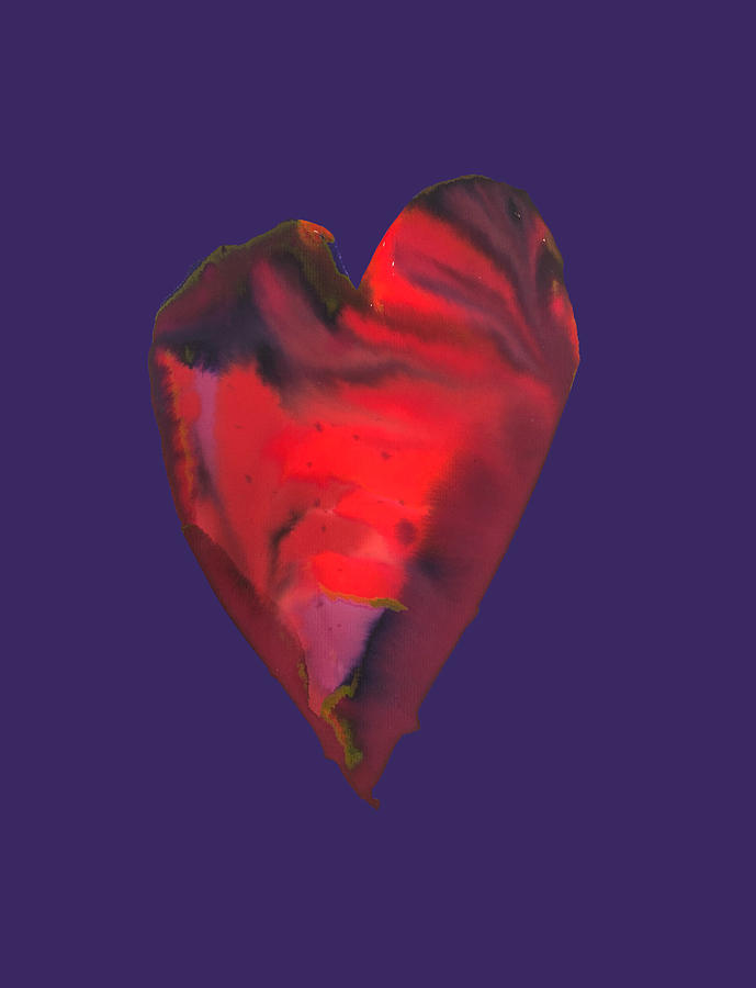 Heart Swirl red purple Painting by Sandy Rakowitz
