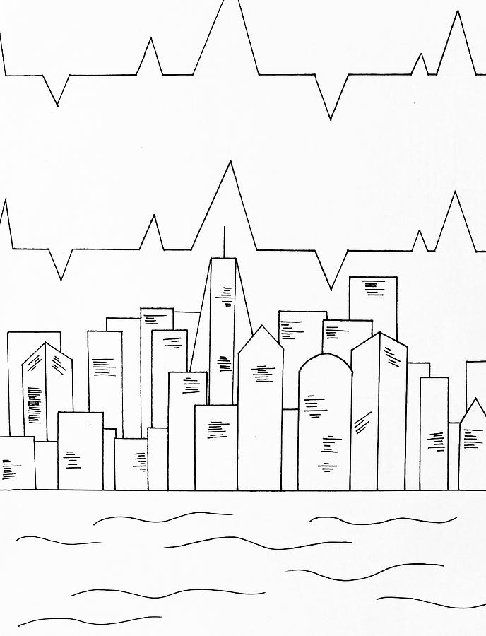 Heartbeat of the City Drawing by Mackenna Swann