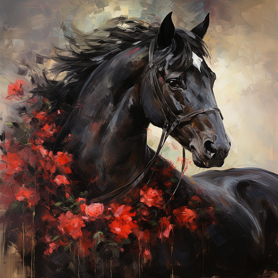 Heartbeat of the Derby - Horses and Roses Paintings Painting by Lourry Legarde