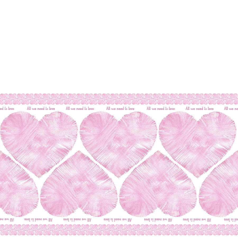 Heartbeat Pink Watercolor Hearts Border Digital Art by Nancy Jacobson ...