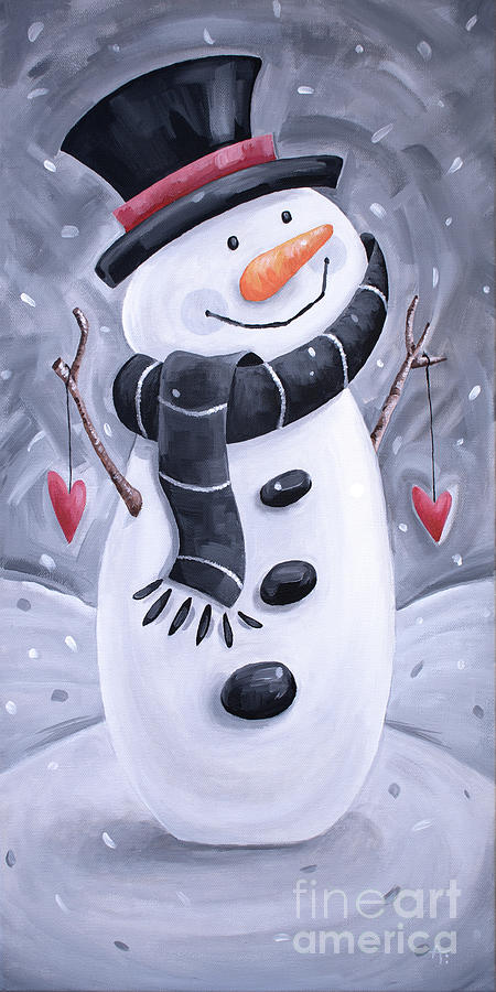 Heartfelt Snowman Painting by Annie Troe