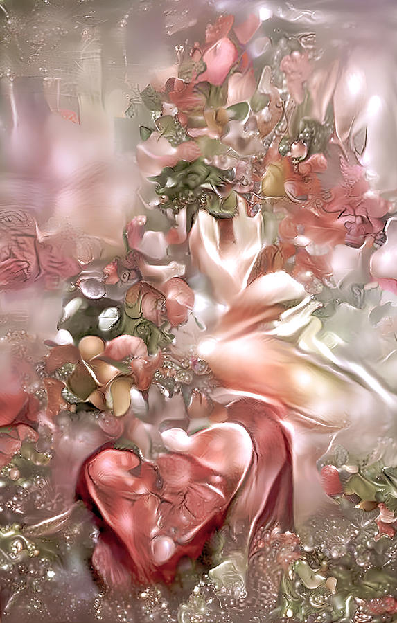 Hearts and Flowers Abstract Digital Art by Debra Kewley