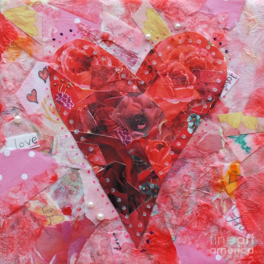 Hearts and Flowers Mixed Media by Patricia Henderson