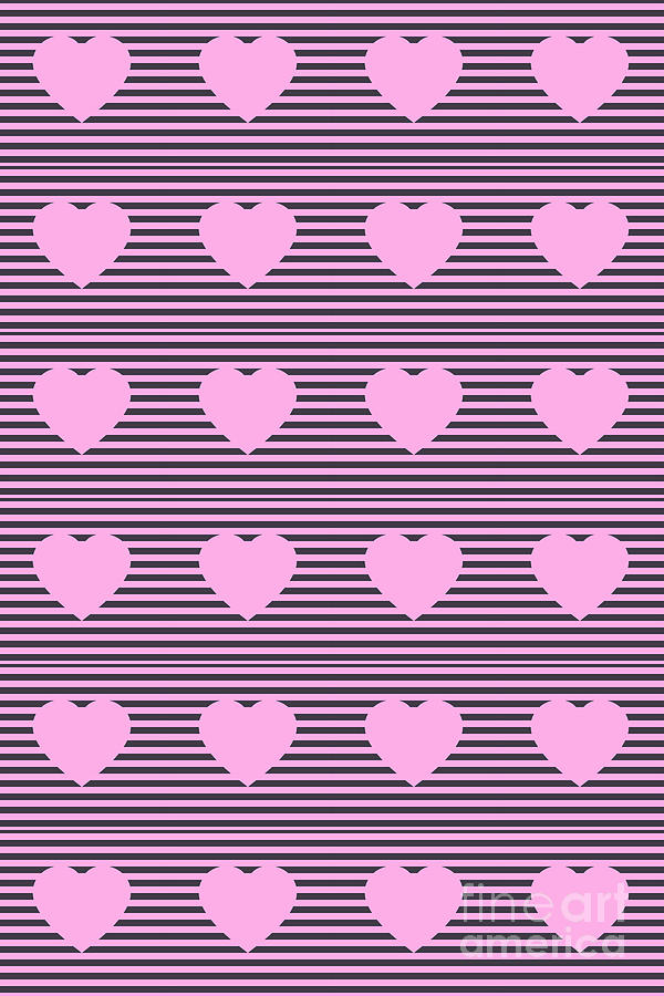 Hearts and stripes pattern pink and gray Digital Art by Heidi De Leeuw