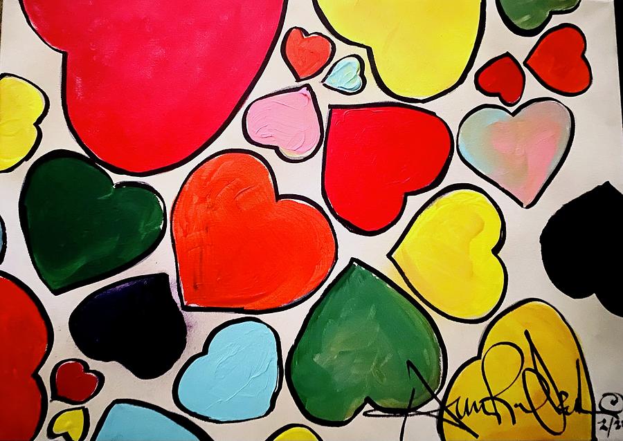 Hearts Painting by Angie ONeal