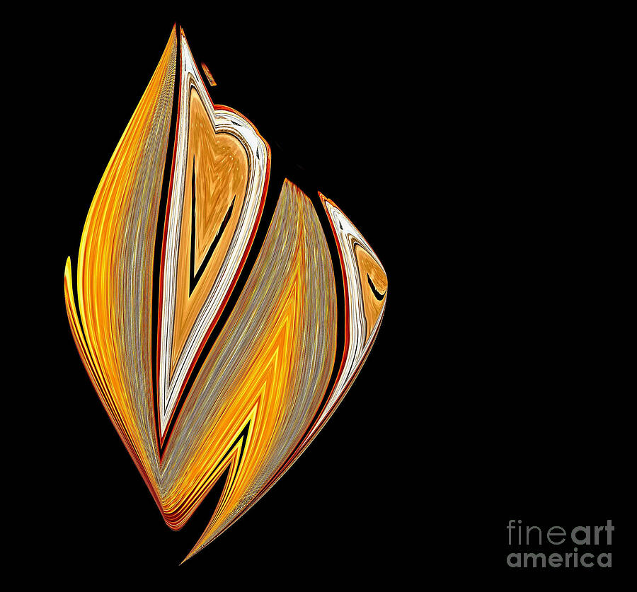 Abstract Digital Art - Golden Hearts on Black by L A Feldstein