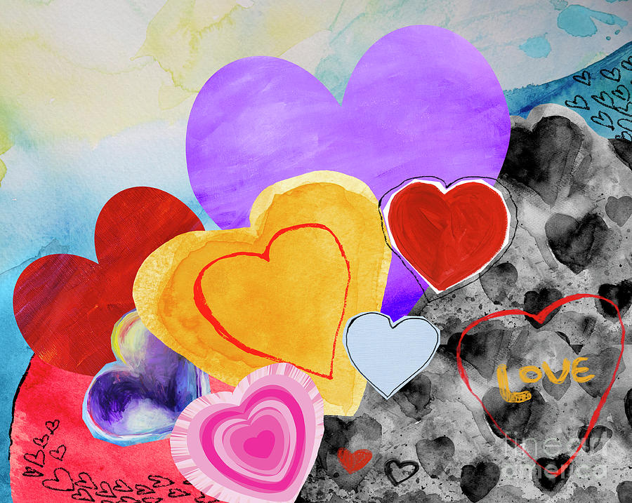 Hearts Mixed Media by Stella Levi