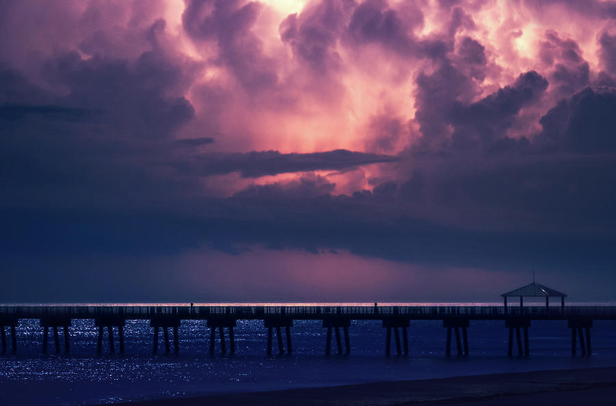 Heat Lightning Over Juno Pier Photograph by Laura Fasulo