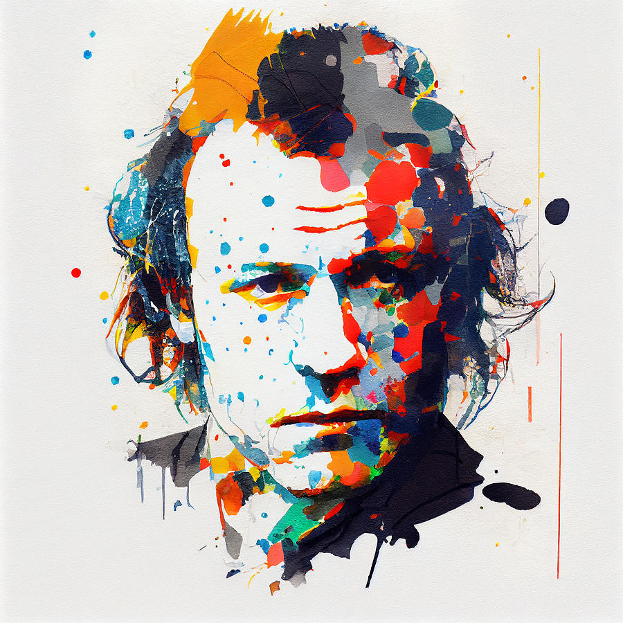 Heath  Ledger    Abstract  Black  Outline  Details  Bo  Fbd  F  E  Baa  Cffd By Asar Studios Digital Art