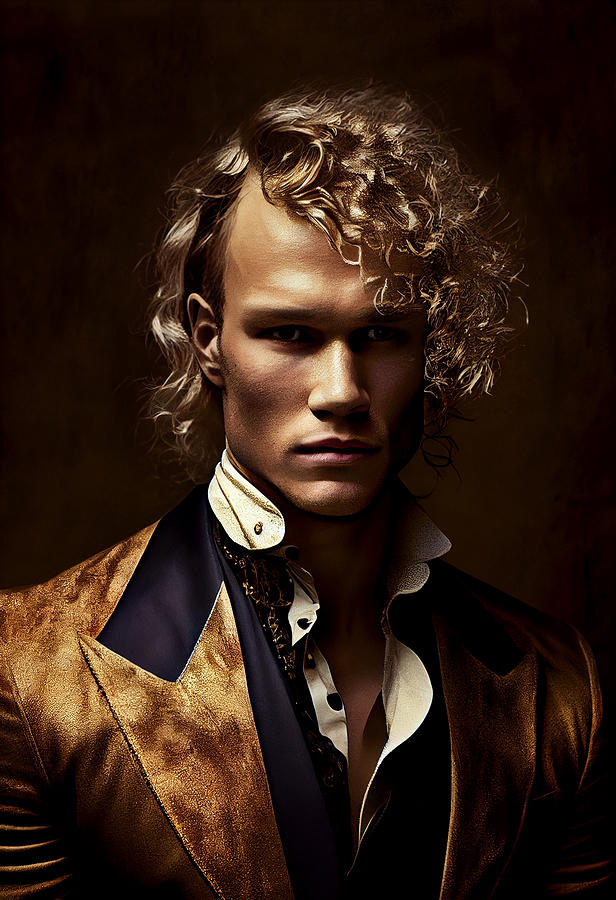 Heath  Ledger  As  A  Young  Handsome  Man  Gold  At  Fu  By Asar Studios Digital Art