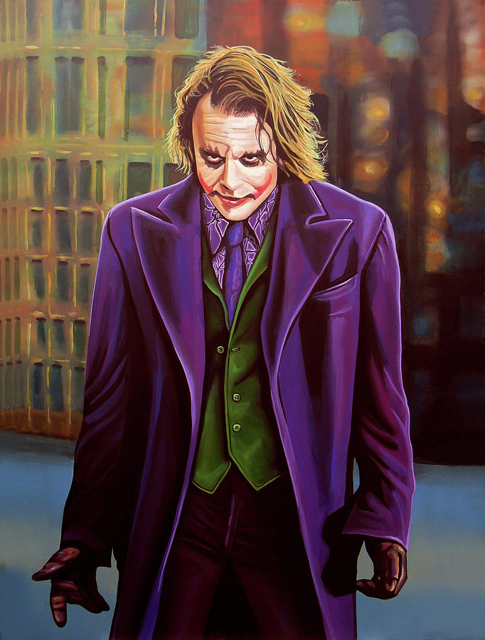 The Dark Knight Painting - Heath Ledger as the Joker Painting by Paul Meijering