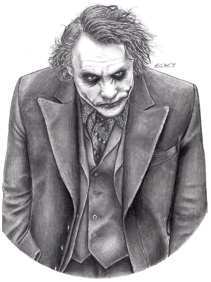 Heath Ledger's Joker Drawing by Charlie Young