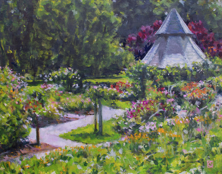 Heather Farm Rose Garden Painting by Kerima Swain