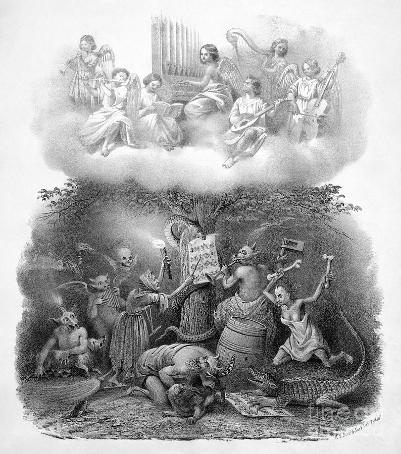 HEAVEN AND HELL, c1860 Drawing by James Fuller Queen
