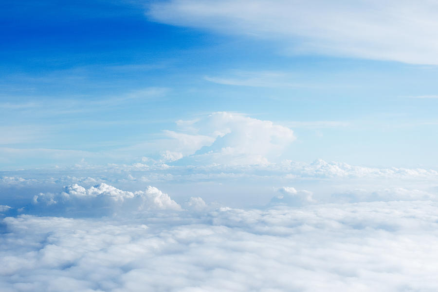 Heavenly aerial scene of white cloud and blue sky Photograph by Sirachai Arunrugstichai