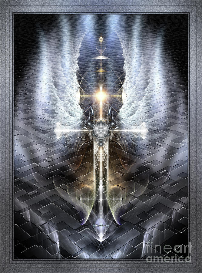 Heavenly Angel Wings Cross The Jagged Road by Xzendor7 Painting by Rolando Burbon