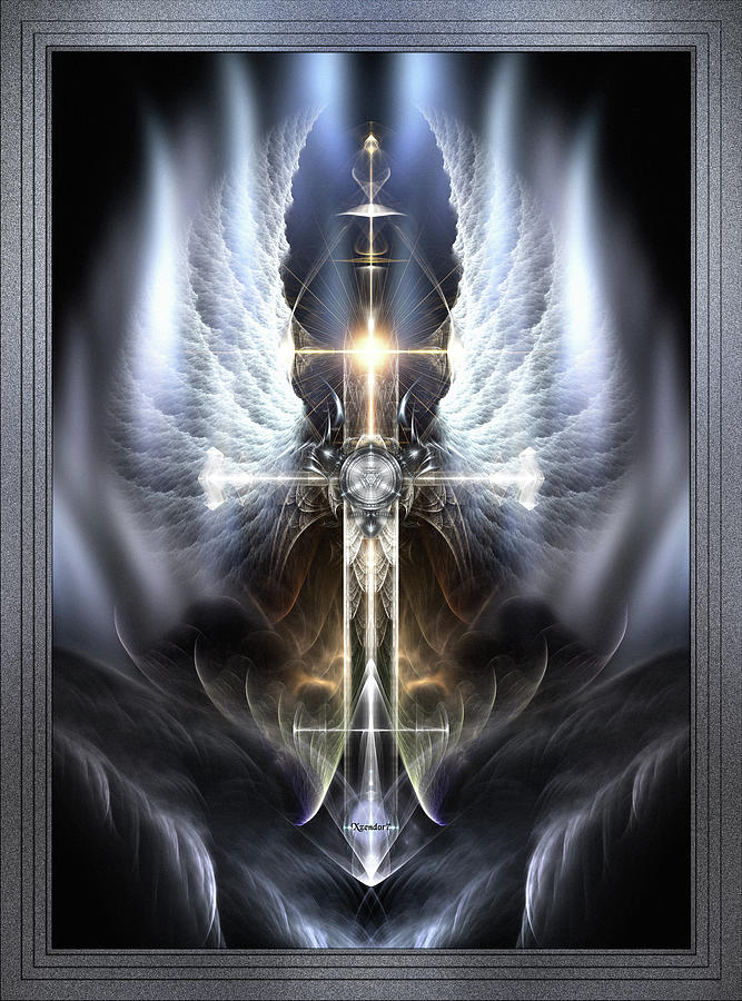 Heavenly Angel Wings Cross Digital Art by Rolando Burbon